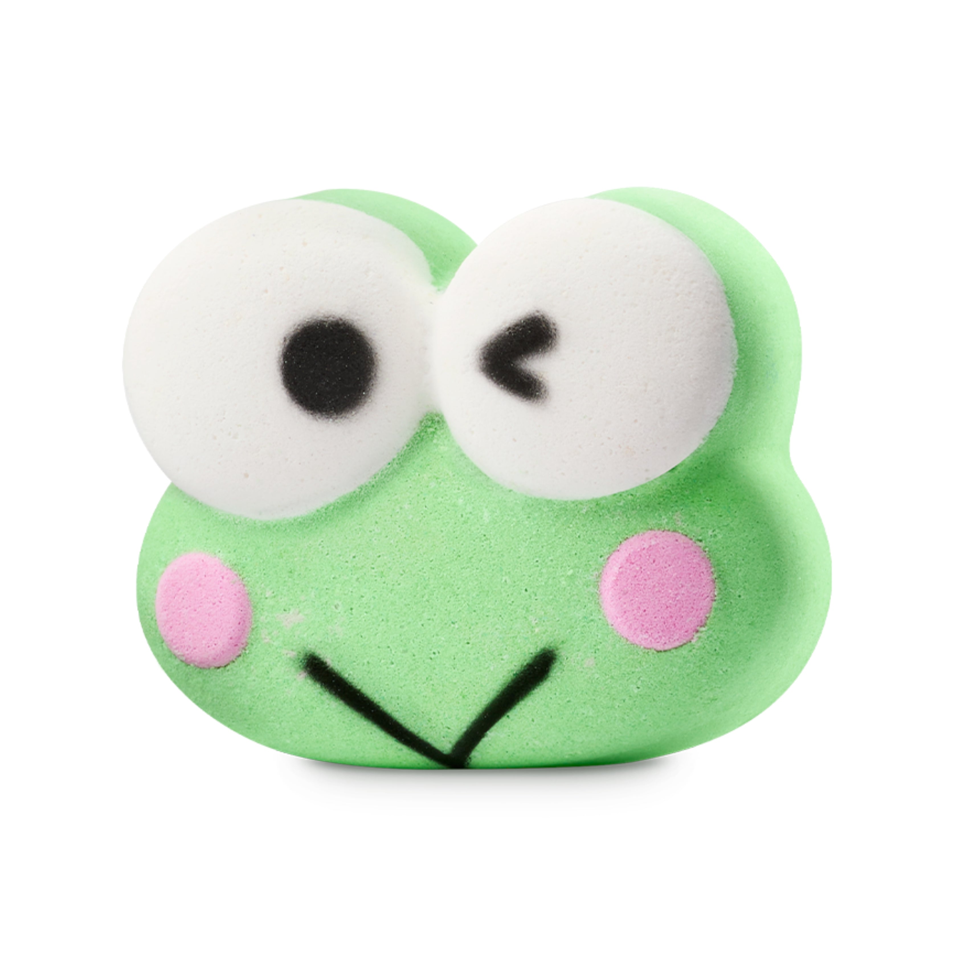 kerokerokeroppi shaped green bath bomb.
