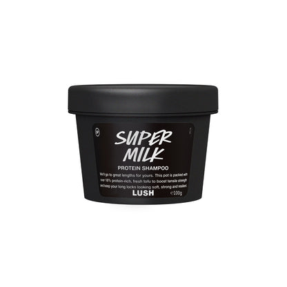 Super Milk Shampoo 100g in its labelled black pot.