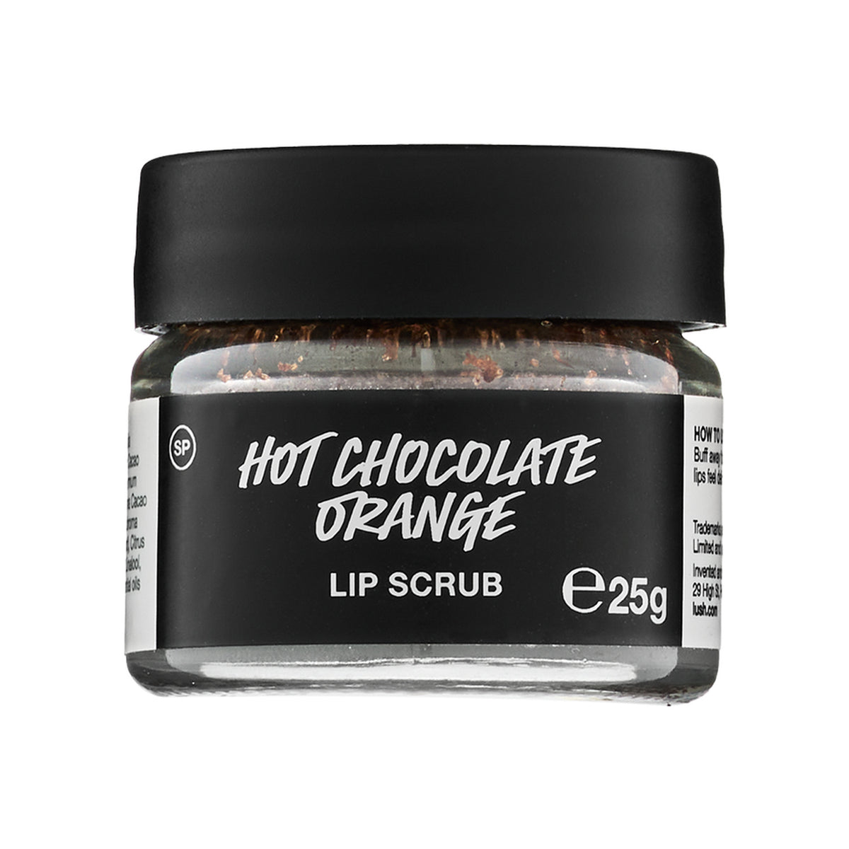 Hot Chocolate Orange Lip Scrub 25g in its labelled packaging.