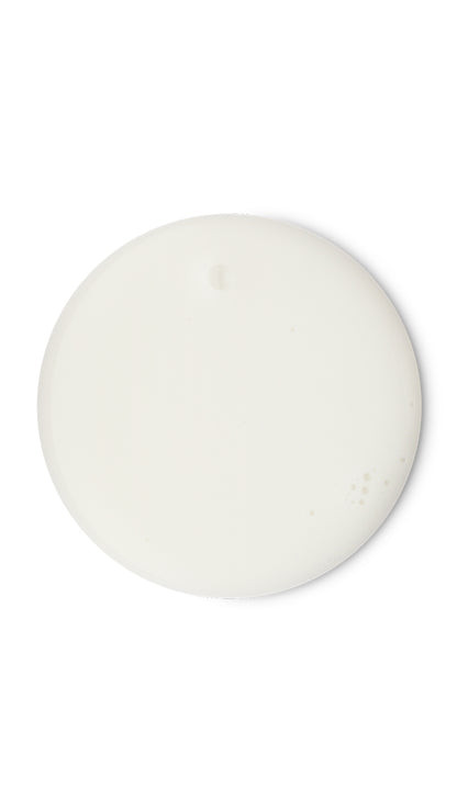 A white circular swatch of a lush seasonal shower gel. 