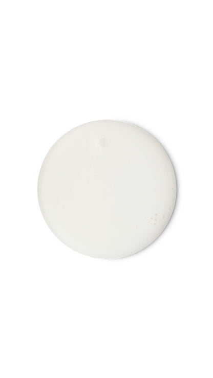 A white circular swatch of a lush shower gel.