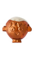 A circular character-shaped shower jelly with a smiling face. 