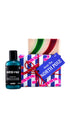 From the North Pole gift featuring Candy Cane soap piece and North Pole shower gel, displayed in front of a candy cane wrapped box. 
