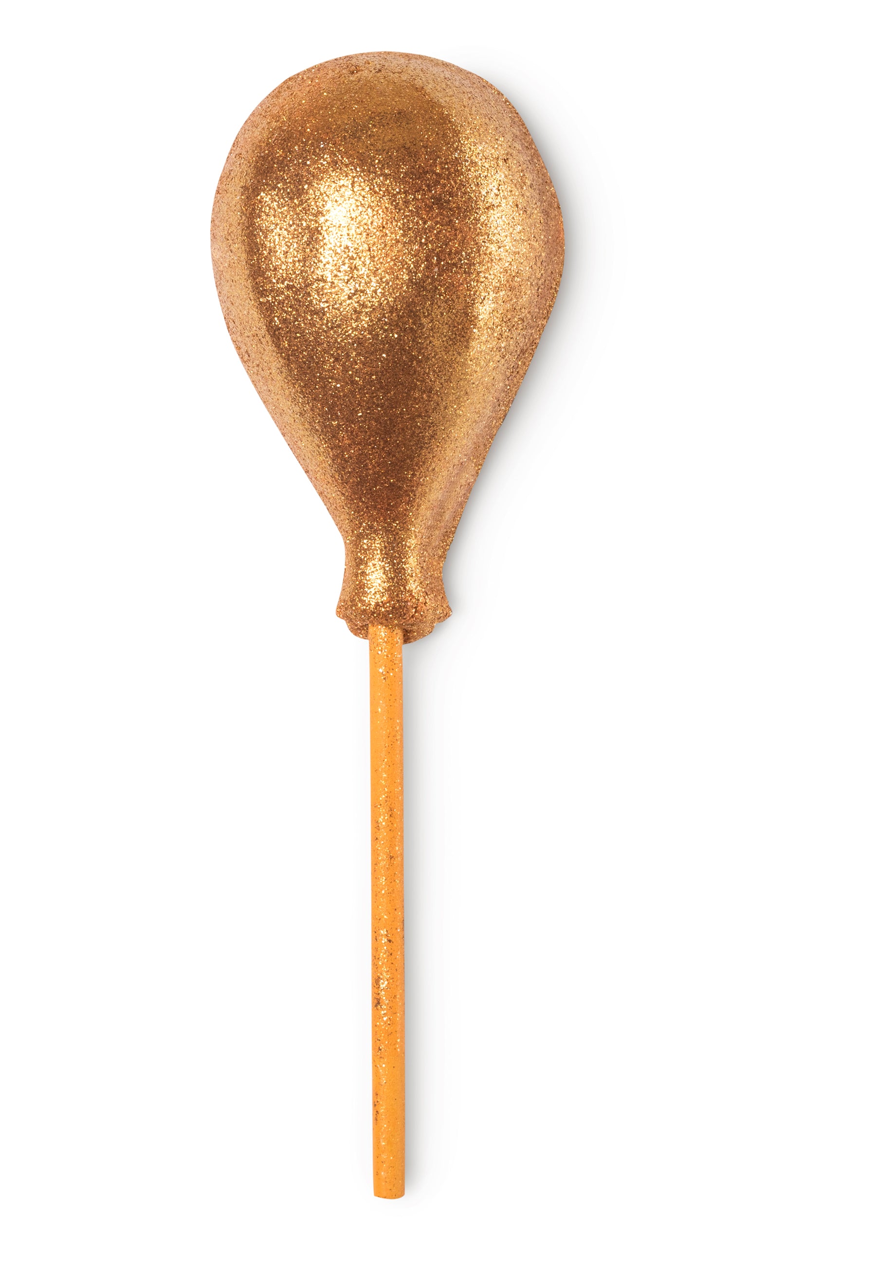 A gold balloon bubble bar on a stick