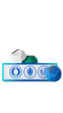 Ippuku Ryo - Cooling Mini Bath Bombs gift featuring three exclusive bath bombs displayed around a blue and white graphic patterned slide gift box. 