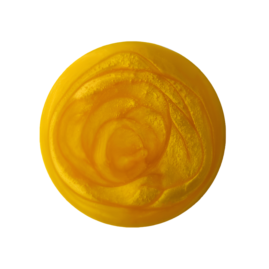 Let The Good Times Roll. A perfectly circular swatch of thick, glossy shimmering golden shower gel.