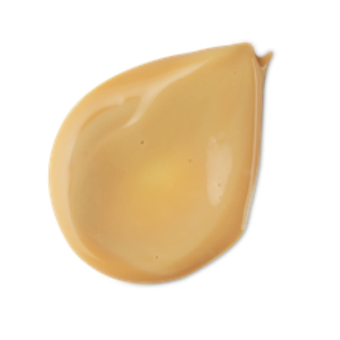 A brown tear-shaped swatch of a lush aftersun lotion that smells like sesame seed oil.
