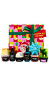 Shower All the Way gift featuring Christmas exclusive shower and body products, displayed in front of a large hat box. 