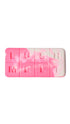 A pink and white marbled rectangular lush melt. 