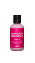 A clear bottle of pink Snow Fairy Milkshake Shower Gel with a black cap and bright pink label.