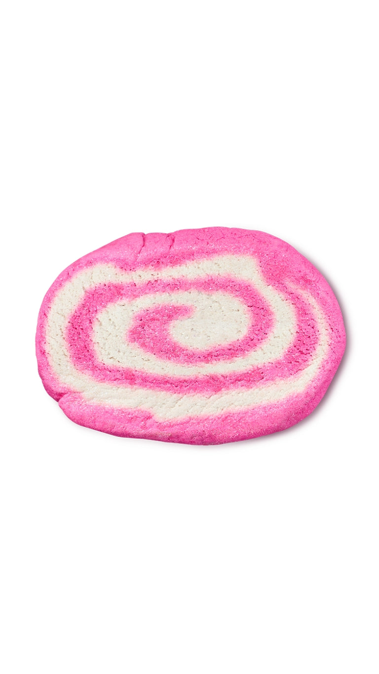 A pink and white oval-shaped bubble bar.