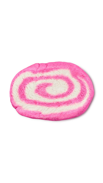 A pink and white oval-shaped bubble bar. 