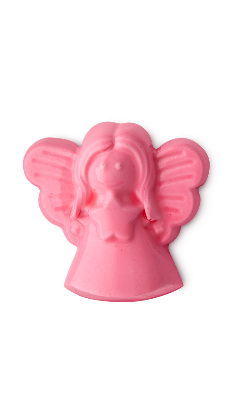 A pink angel-shaped lush shower jelly. 