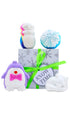 Snow Time gift featuring seasonal bath bombs displayed in front of a white gift box. 