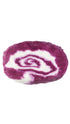 A large oval-shaped pink and white marbled bubble bar that smells like blackcurrent. 